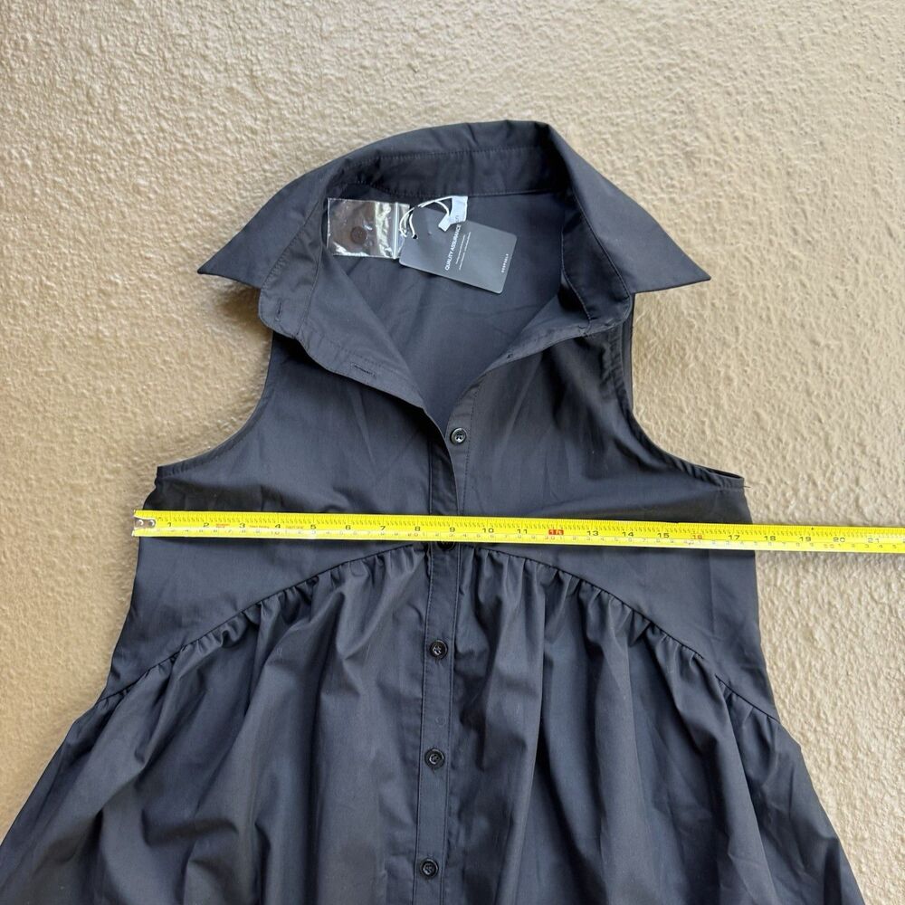 NWT Collared Shirt Dress Sz S Casual Loose Button Down Mini V Neck Tunic Pockets - Picture 8 of 16